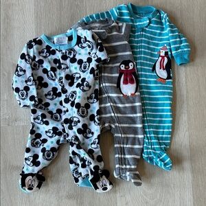 Kids One Piece Pajama Set - Mickey Mouse and Penguin Designs